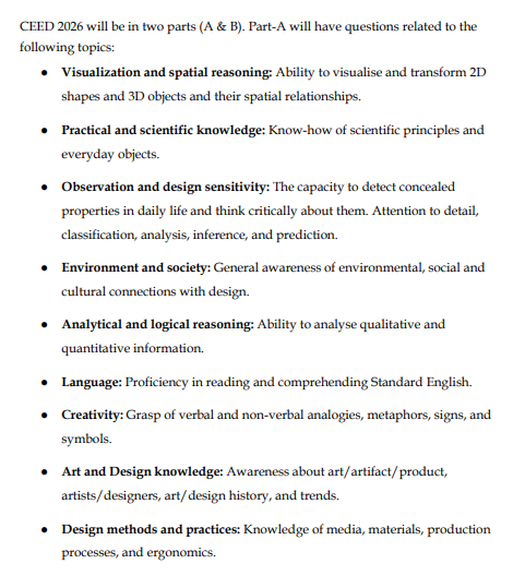 CEED Part A Syllabus 2027