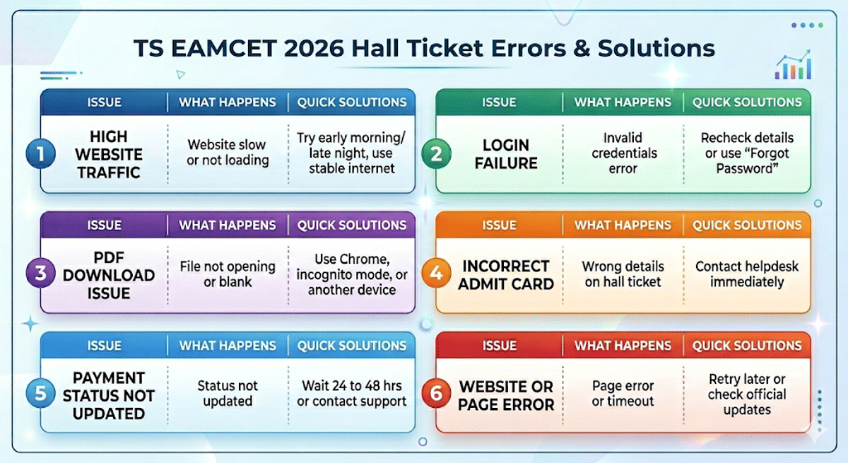 TS EAMCET Hall Ticket Issues & Solution 2026