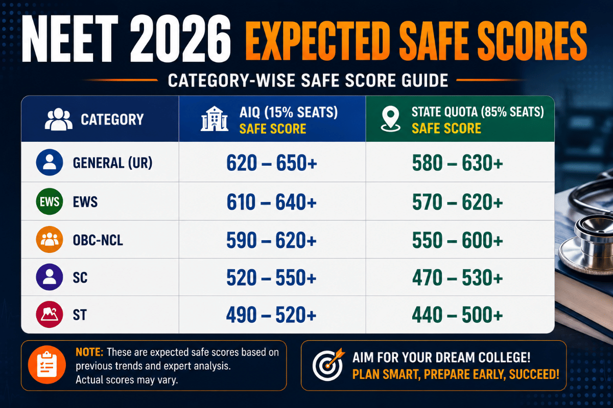 NEET 2026 safe score for government MBBS colleges AIQ vs state quota