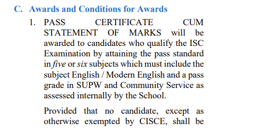 ISC Class 12 2027 Passing Criteria