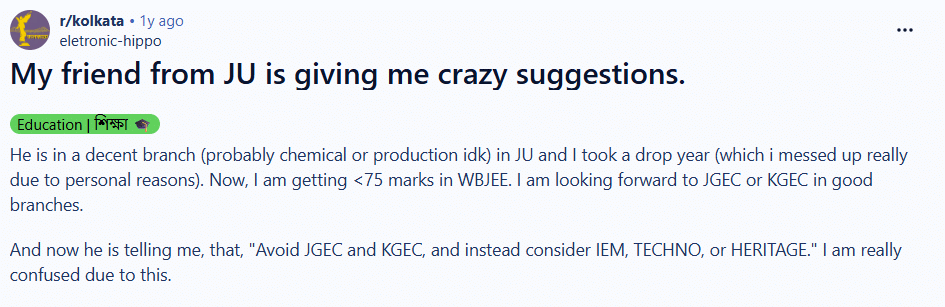 WBJEE 2026: Reddit Discussion