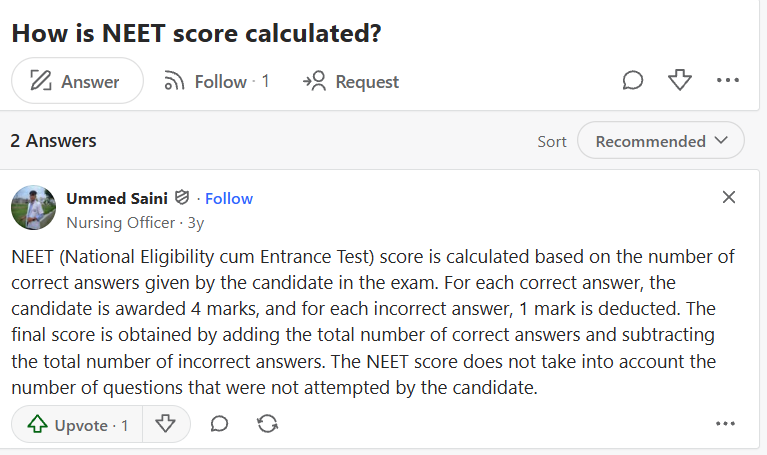 How to Calculate ReNEET 2026 Scores: Quora Discussion