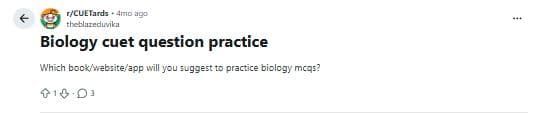 CUET 2026 Biology Test Marks vs Percentile Expected: Reddit Discussions