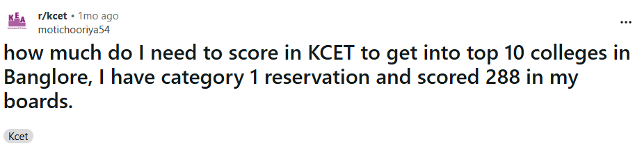 KCET College Predictor: Reddit Discussion