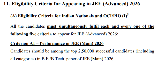 JEE Advanced 2027 Eligibility Criteria