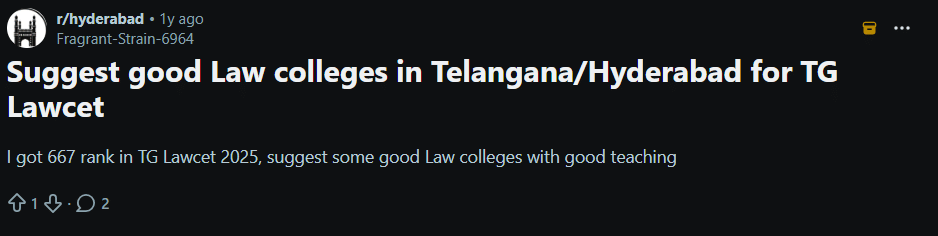 TS LAWCET 2026 Marks vs Rank: Reddit Discussion