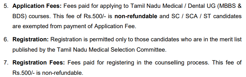 Tamil Nadu NEET UG Counselling 2026: Registration Fee