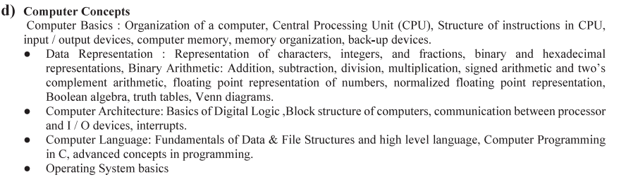 MCA CET Syllabus 2027: Computer Concepts
