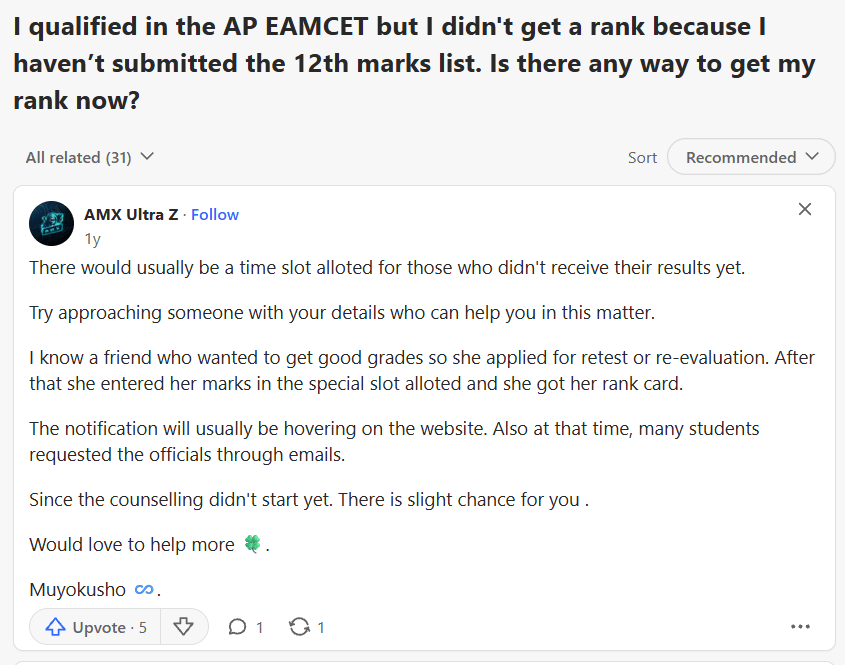 How to Check EAMCET Rank 2026: Quora Discussion