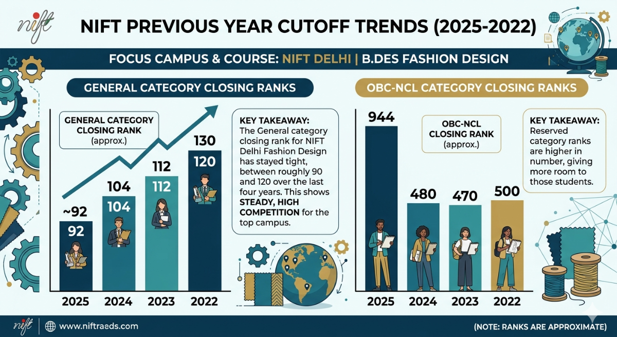 NIFT Previous Year Cutoff Trends (2025-2022)