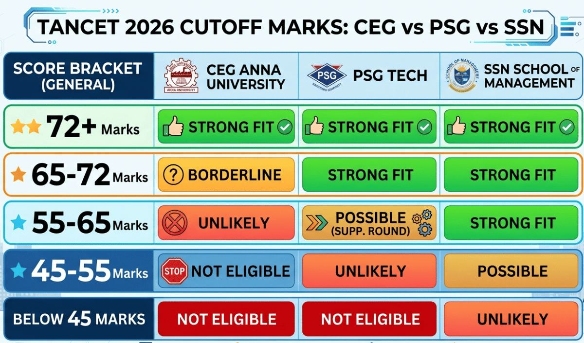 TANCET 2026 Cutoff Marks: CEG vs PSG vs SSN