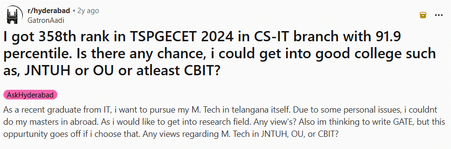 TS PGECET 2026: Reddit Discussion
