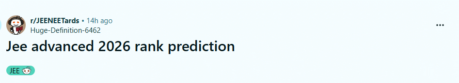 JEE Advanced 2026 Rank Predictor by Marks Category-Wise: Reddit Discussion