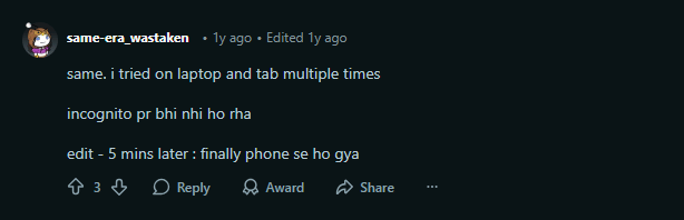 Reddit Discussion on CUET UG Admit Card Error