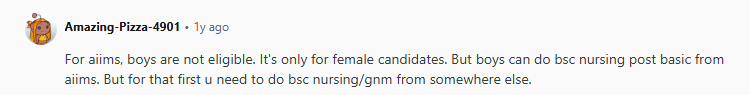 Reddit Discussion: Are Boys Eligible for AIIMS BSc Nursing?