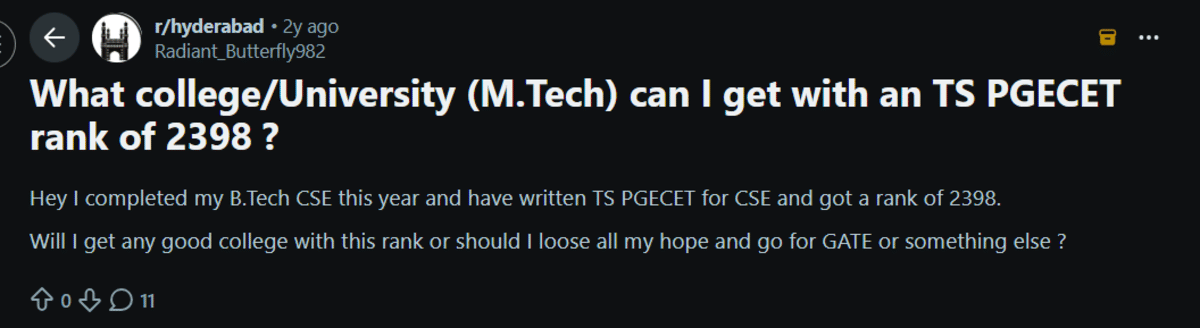 TS PGECET 2026: Reddit Discussion
