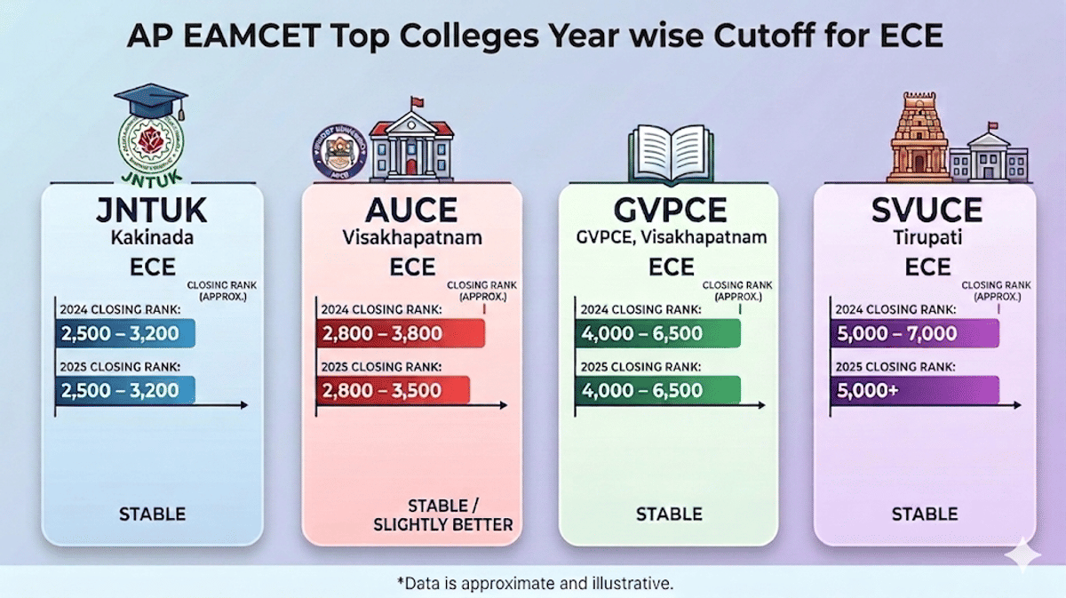 AP EAMCET Top Colleges Year wise Cutoff for ECE
