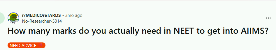 Selection Ratio of NEET 2026 in AIIMS: Reddit Discussion