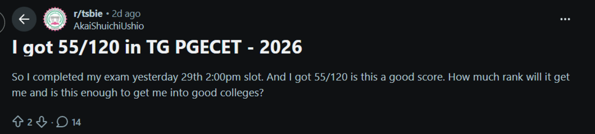TS PGECET 2026 : Reddit Discussion