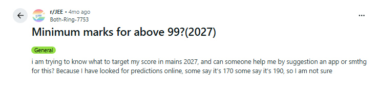 JEE Main 2027 Cutoff Reddit Discussion: What Marks Are Required for 99+ Percentile?
