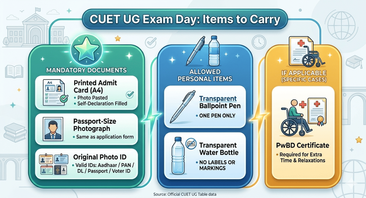 What Documents Must You Carry on CUET UG Exam Day?