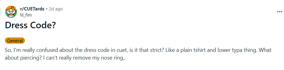 Is Kurti Allowed in CUET Exam: Reddit Discussion