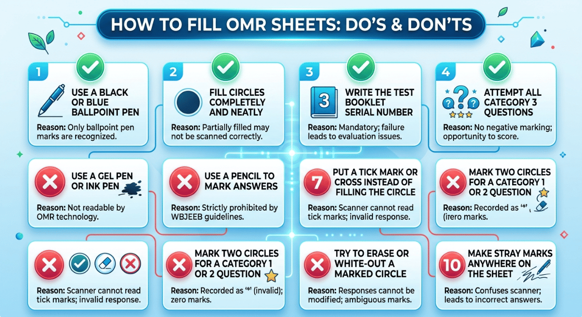 WBJEE OMR Sheet: Dos and Don'ts