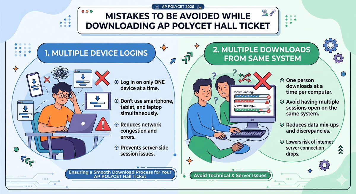Mistakes to be avoided while Downloading AP POLYCET Hall Ticket