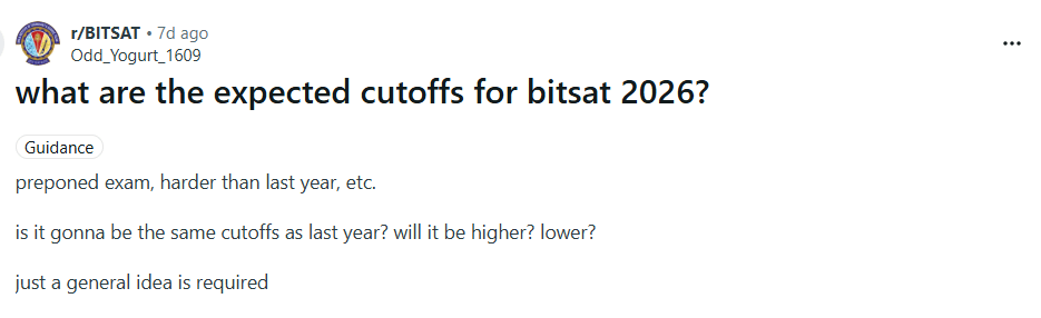 BITSAT 2026: Reddit Discussion