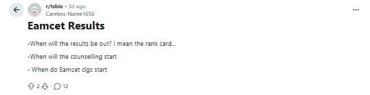 TS EAMCET 2026 Rank Card Download: Reddit Discussions