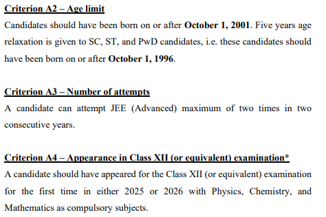 JEE Advanced 2027 Eligibility Criteria