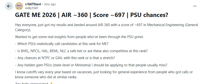 GAIL Recruitment through GATE 2026: Reddit Discussion