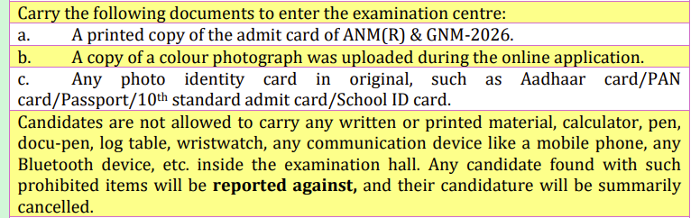 Documents to Carry on WBJEE ANM GNM Exam Day