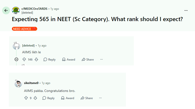 Re-NEET 2026 Expected Marks vs Rank for 500 Marks: Reddit Discussion