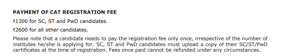CAT Exam 2026 Registration Fee