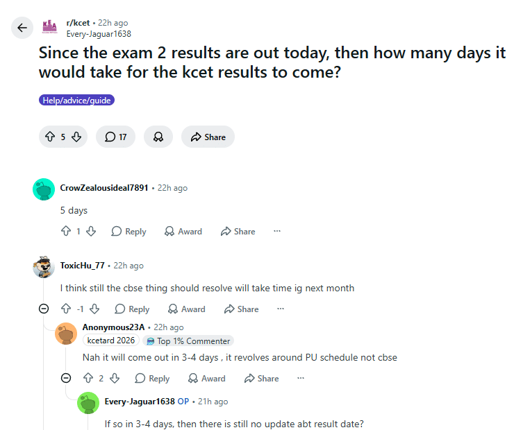 How to Check KCET Results 2026 Online: Reddit Discussions