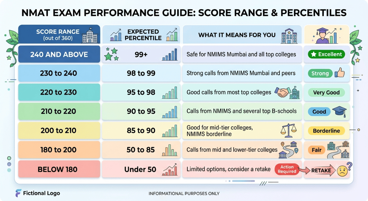 Expected NMAT Score vs Percentile 2026