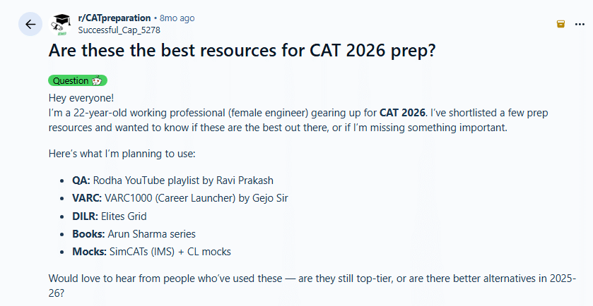 Best Books for CAT 2026: Reddit Discussion