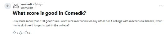 COMEDK UGET 2026 Expected Rank, Colleges: Reddit Discussions