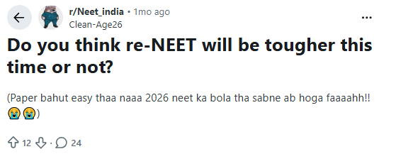 Re-NEET 2026 Extra 15 Minutes Reddit Discussion