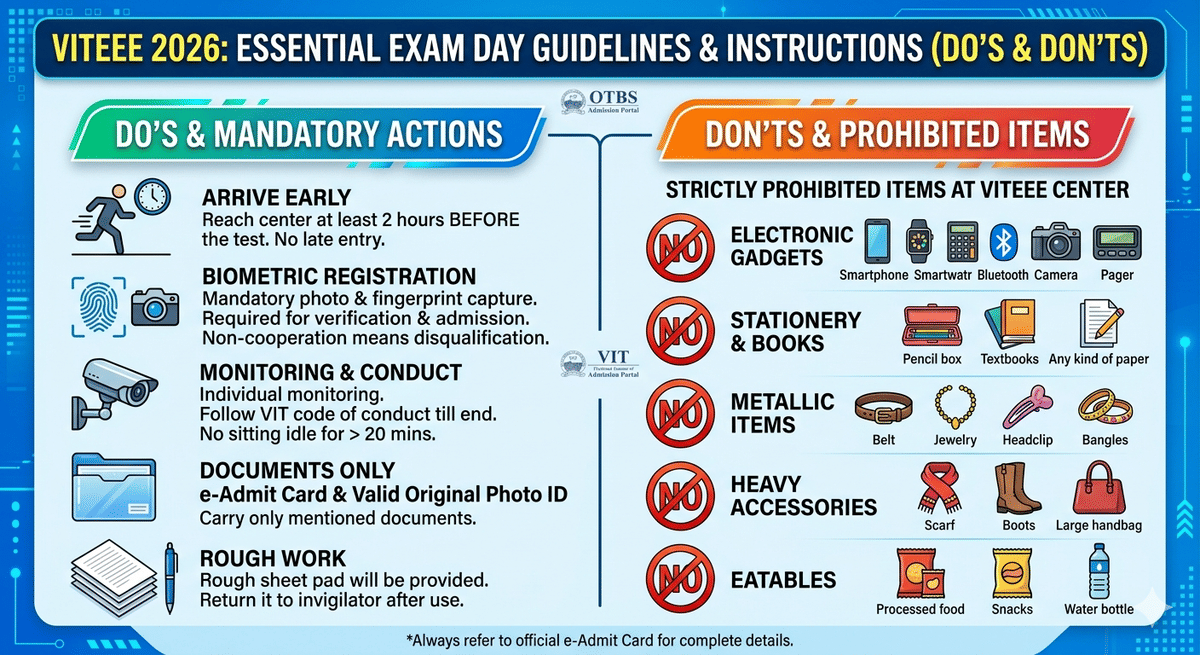 VITEEE Admit Card 2026: Exam Day Guidelines