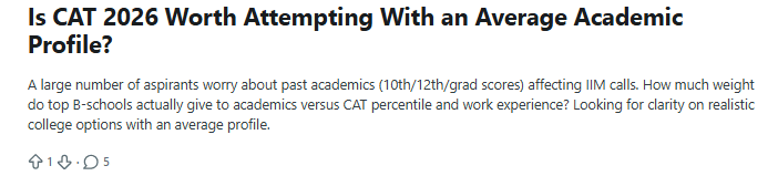 What is the CAT 2026 Weightage on Academics and Work Experience? — Reddit Discussion