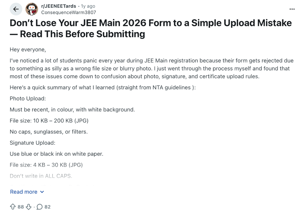 JEE Main 2027 application form release date and process Reddit Discussion