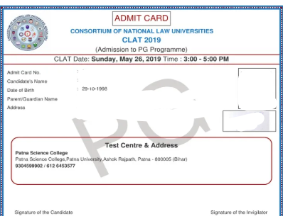 Details Mentioned on the CLAT PG Admit Card
