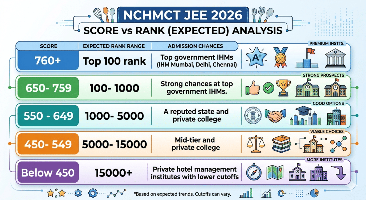 NCHMCT JEE 2026 Score vs Rank (Expected)