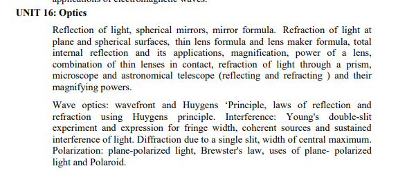 JEE Main Physics Syllabus 2027: Deleted Topics