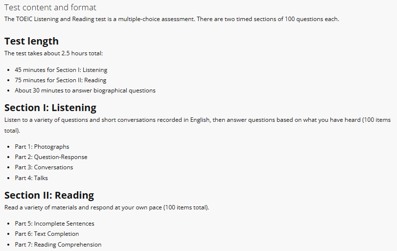 TOEIC Syllabus and Topic-Wise Weightage 2027