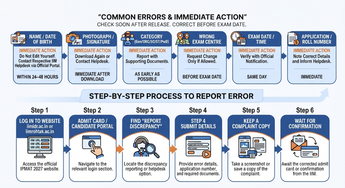 Step-By-Step Process to Report an Error in IPMAT Admit card