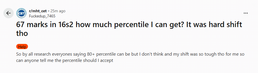 MHT CET Percentile Predictor Session 2 Shift-wise 2026: Reddit Discussion