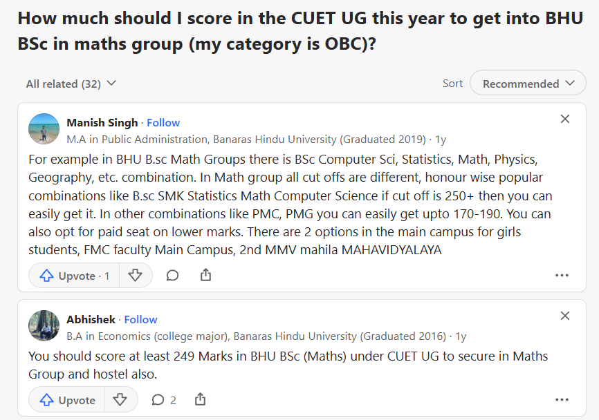 CUET UG Mathematics Marks vs Percentile: Quora Discussions